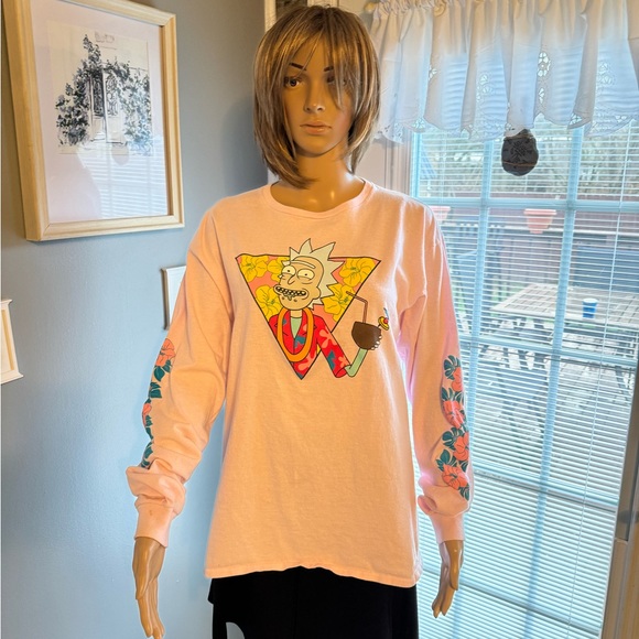 Rick And Morty Shop Tops - Rick and Morty Adult Swim Long Sleeve T-Shirt SZ LG‎